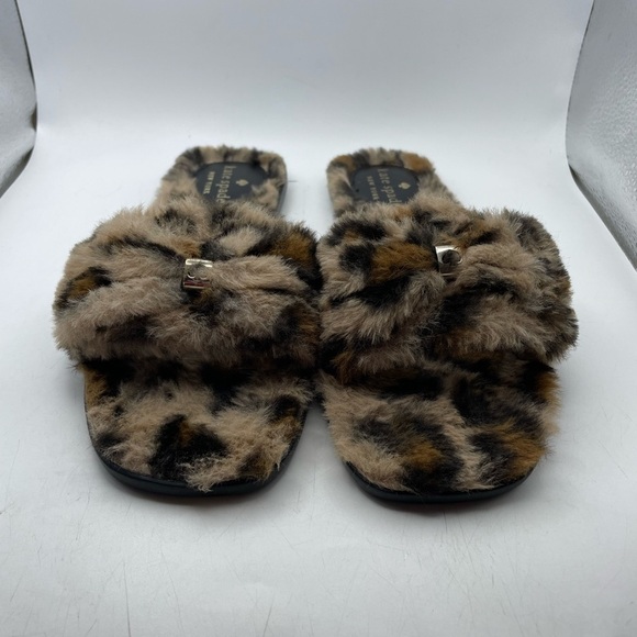 Kate Spade Sandy women’s  Furry Animal Print Slippers size 8 - Picture 4 of 10